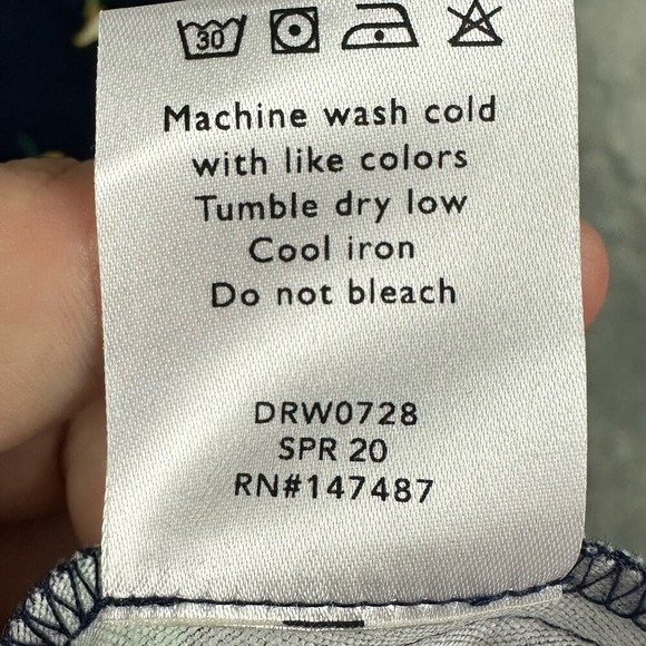 Draper James Navy Lemon Floral Ruffle Hem Fit Flare Dress Size 8 - Picture 5 of 9